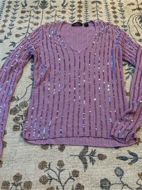 Cyrus Lavender Ribbed Sequin Top
